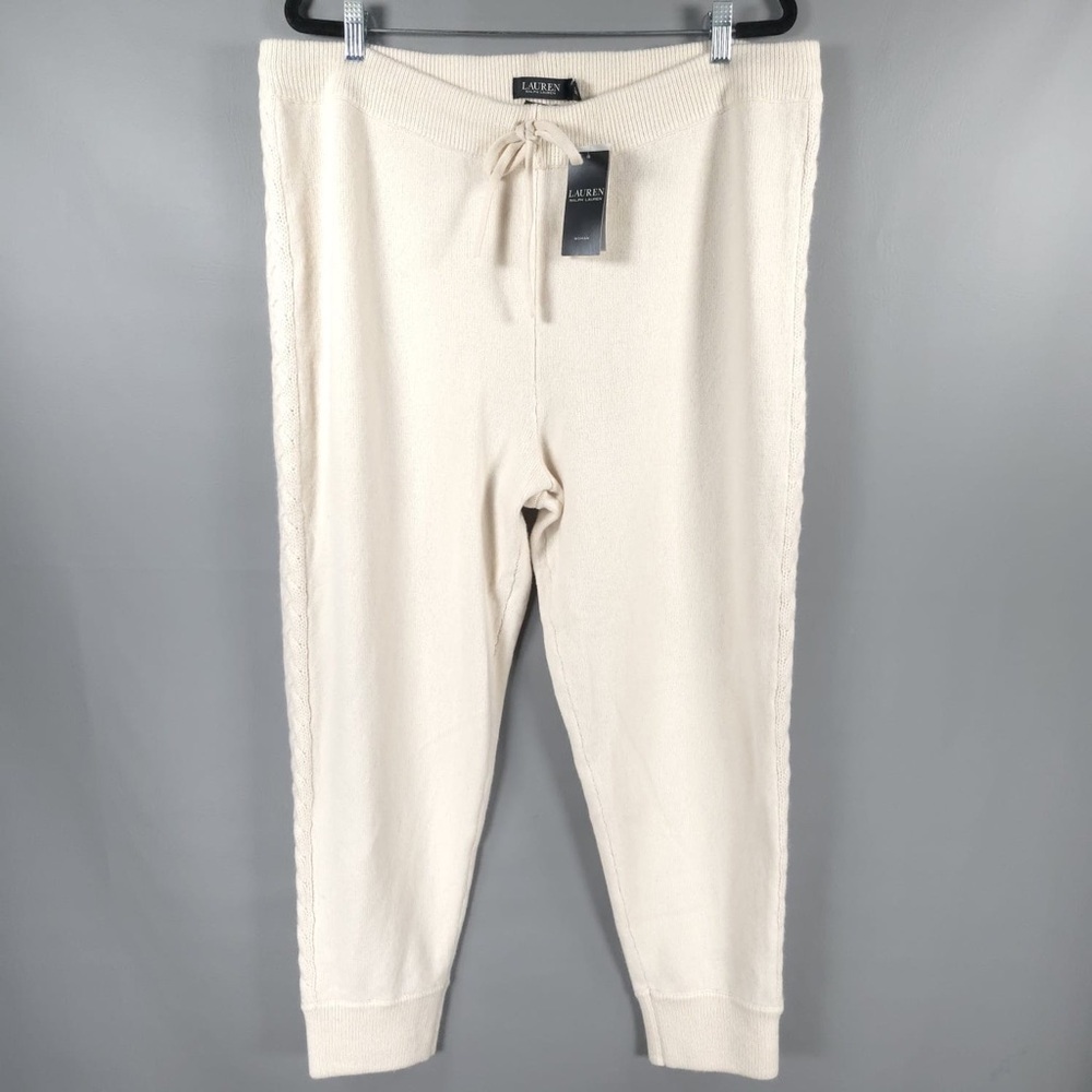 LAUREN RALPH LAUREN‎ New WOOL CASHMERE Blend Jogger Pants Cable Knit Side 1X TG - Picture 4 of 13